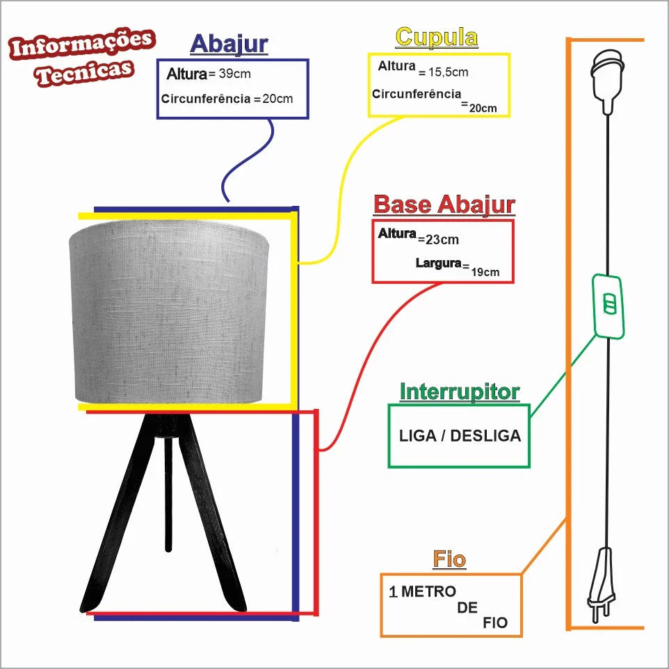 Abajur De Madeira Rustico Tripe Luminaria De Mesa Bivolt
