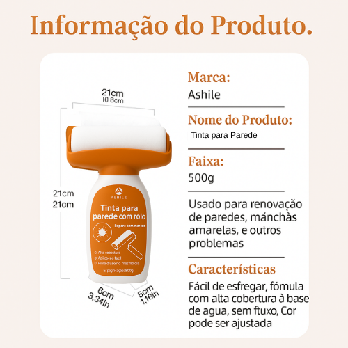 Rolo de Pintura Para Parede 500g Sem Cheiro para Reparo