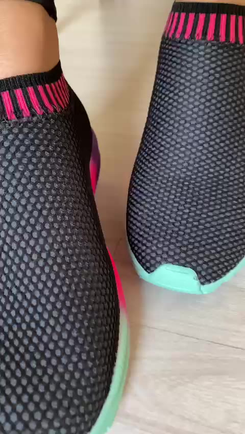 Tenis feminino slip on casual elástico atividades físicas academia e respirável
