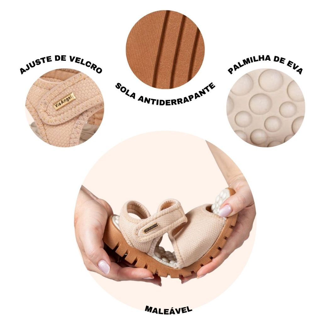 Sandalia Ortopédica Feminina Calce Fácil Massageadora Anatômica Papete Via Angel 7601