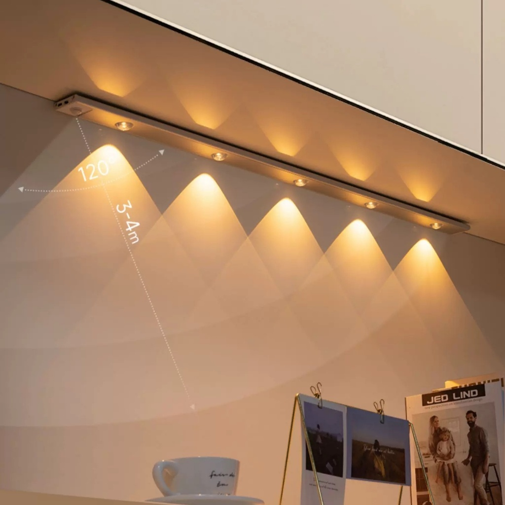 Luzes De Armário LED Ultra-Finas Sem Fio Magnéticas Multi-Funcionais Ajustáveis De 3 Cores Sensor Lâmpada -F9