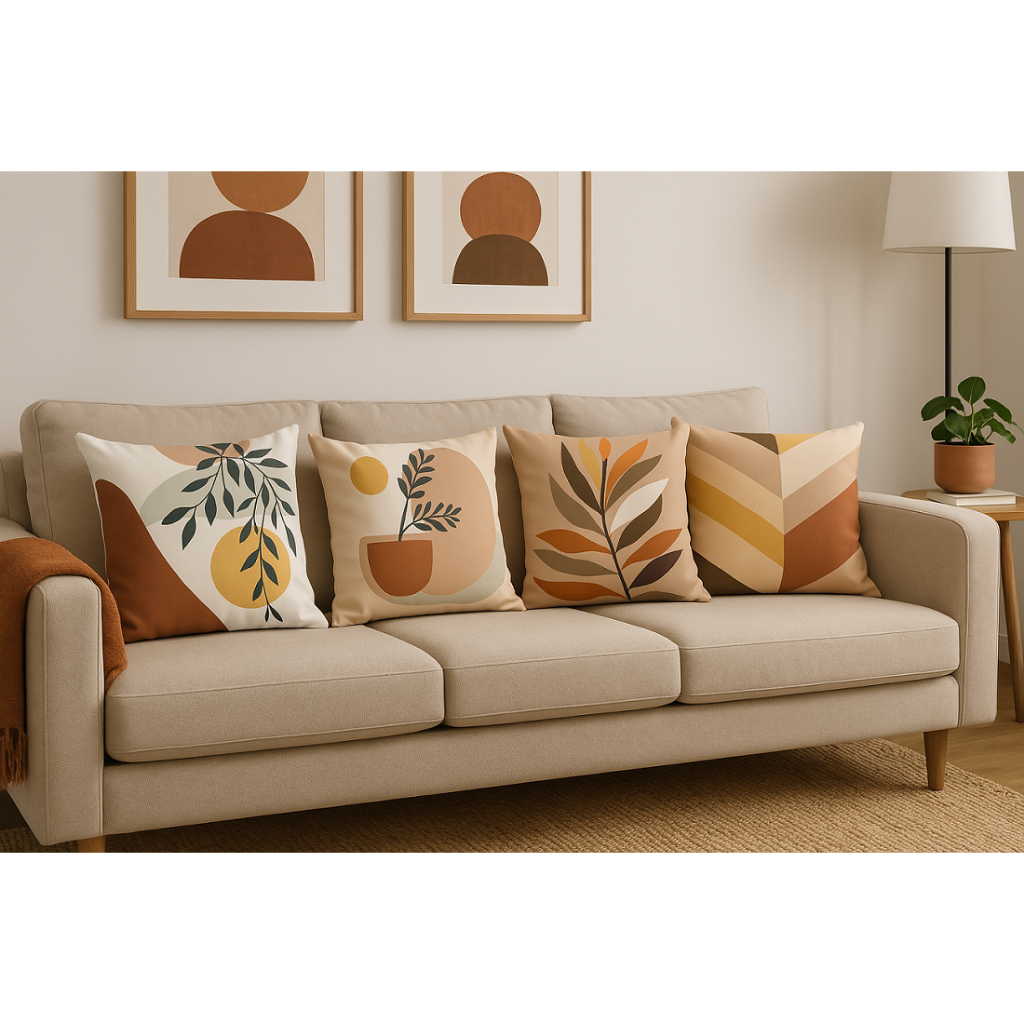 Kit 4 Almofadas Silicone Premium Estampadas Modernas - 45 cm x 45 cm - Vaso Moderno