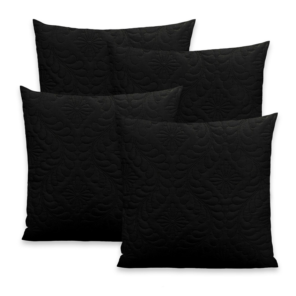 Kit 4 Capas De Almofada Matelada Floral 40x40 Com Zíper 100% Poliéster
