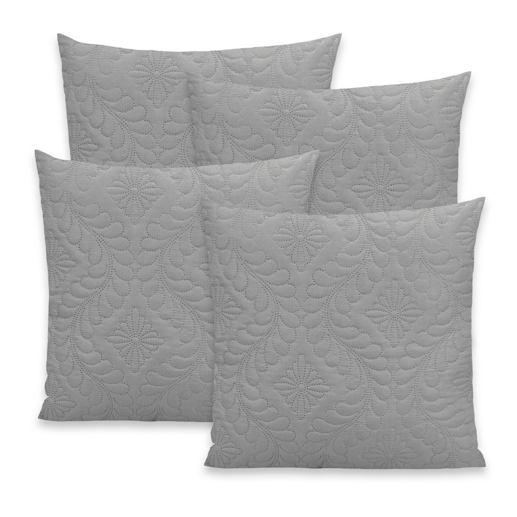 Kit 4 Capas De Almofada Matelada Floral 40x40 Com Zíper 100% Poliéster