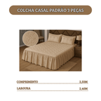 Colcha Casal Bordada Cama Padrao 3 Peças Com Babado
