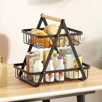 Fruteira De Mesa Organizador De Frutas Cesto Metal Aramado Multiuso Frutas Legumes Luxo Premium 2 - 3 Andares
