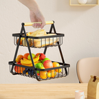 Fruteira De Mesa Organizador De Frutas Cesto Metal Aramado Multiuso Frutas Legumes Luxo Premium 2 - 3 Andares
