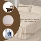 Colcha Casal Bordada Cama Padrao 3 Peças Com Babado
