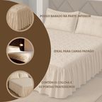 Colcha Casal Bordada Cama Padrao 3 Peças Com Babado