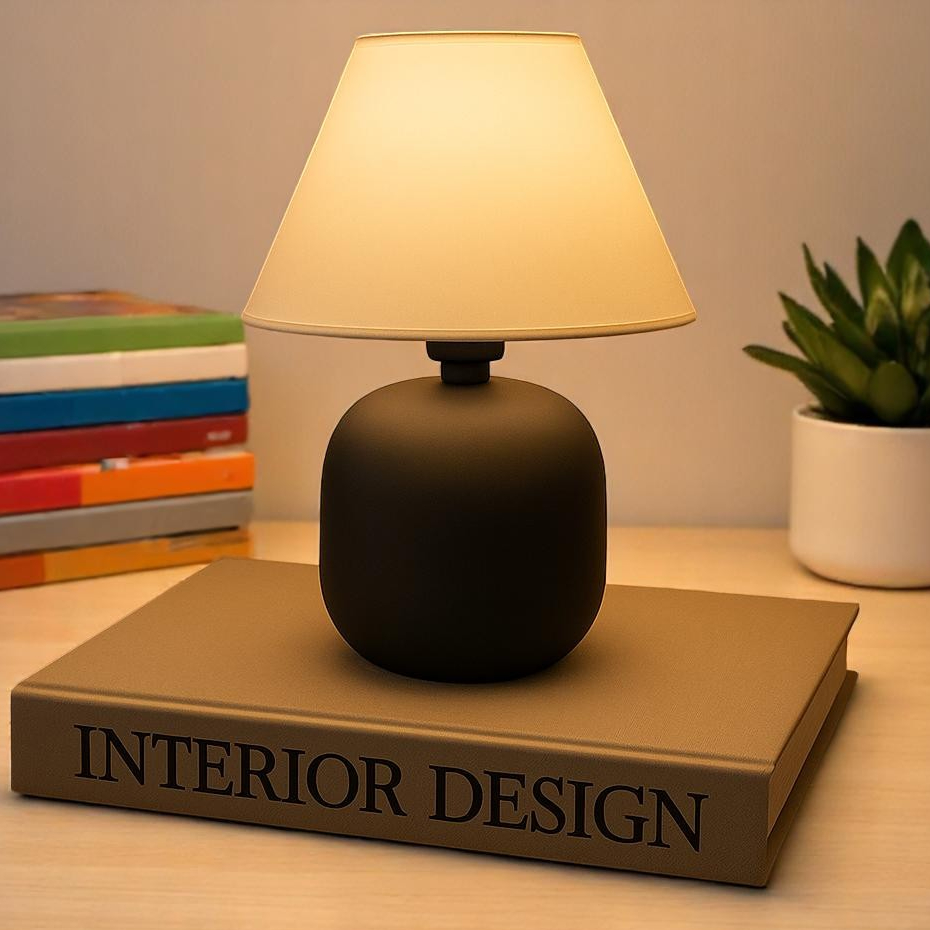 Abajur Luminaria de Ceramica Porcelana Bivolt Com Cupula para Decoração Quarto Escritorio Sala Decoração Infantil