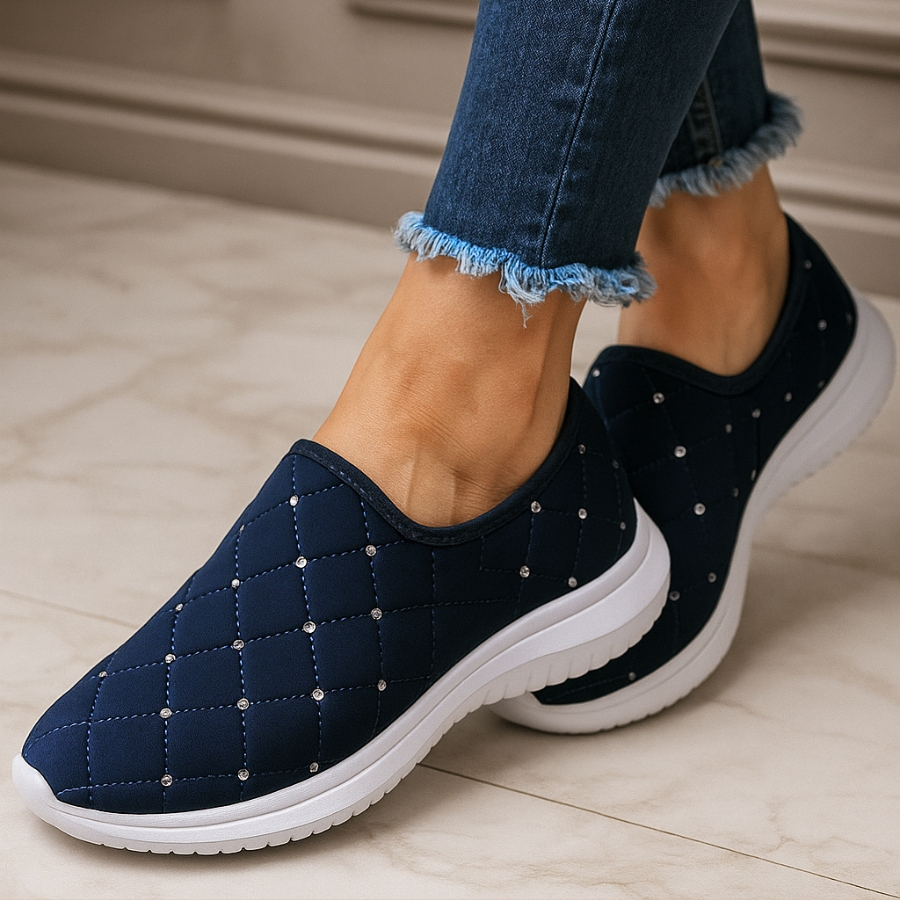 Tenis Feminino Meia Casual Tenis Feminino Para Mulher Leve Anatomico.( Aplique Bordado Lantejolas quadradinho)