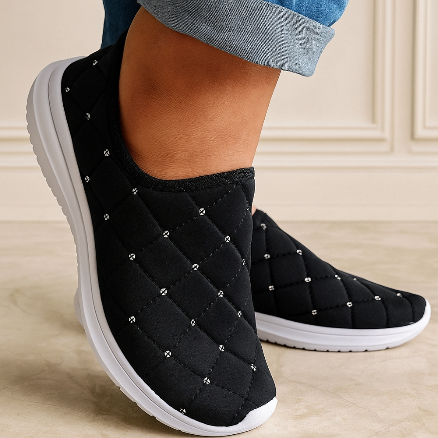 Tenis Feminino Meia Casual Tenis Feminino Para Mulher Leve Anatomico.( Aplique Bordado Lantejolas quadradinho)