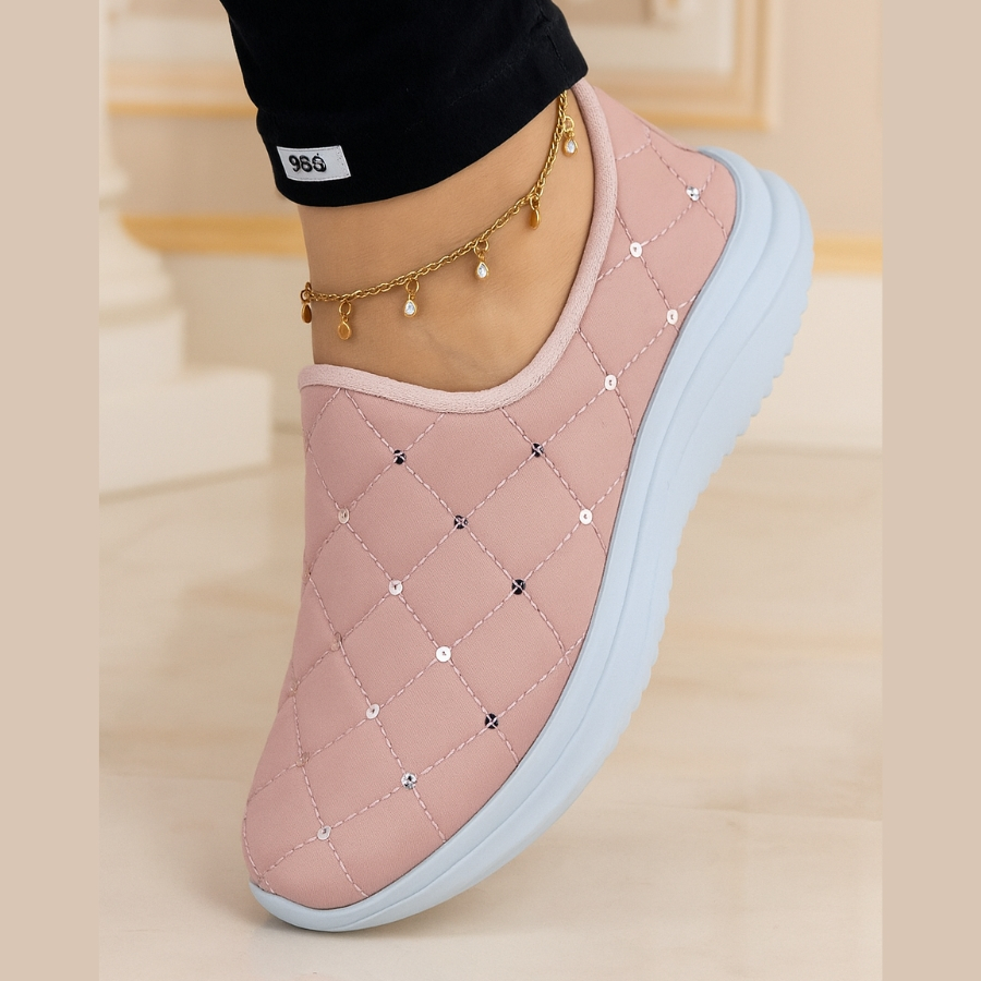 Tenis Feminino Meia Casual Tenis Feminino Para Mulher Leve Anatomico.( Aplique Bordado Lantejolas quadradinho)