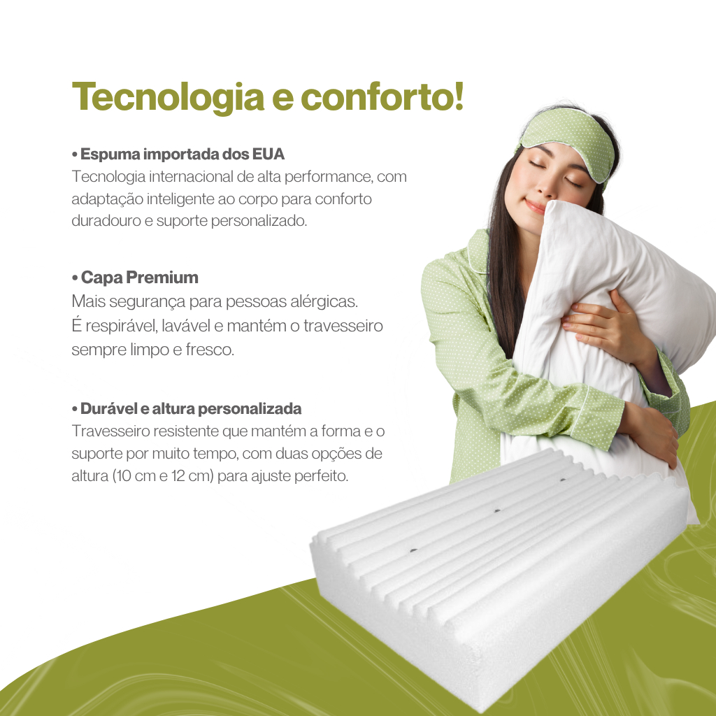 Travesseiro CERVICAL Ortopédico Magnetico com Infravermelho Terapêutico Pillow Anatômico Anti Ronco