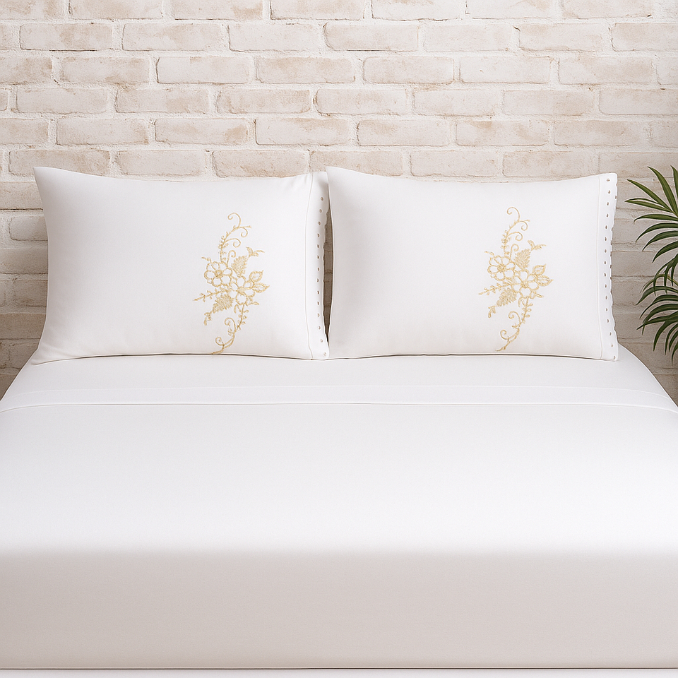 Jogo de Lençol Veneza Cama Queen Com Lese e Bordado 3 Peças para o Dia a Dia Cores