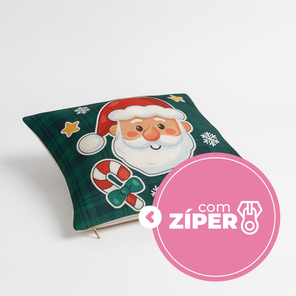 Kit 4 Capas de Almofadas Decorativas 45x45cm Feliz Natal Sala Quarto e Decoração