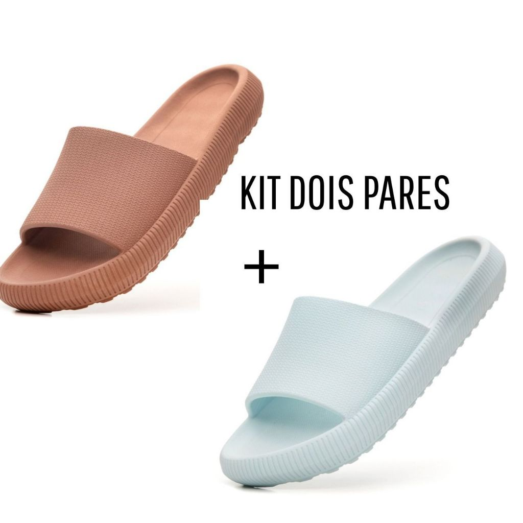 Kit 2 Pares Chinelo Nuvem Unissex Confortável Macio Ortopédico Antiderrapante