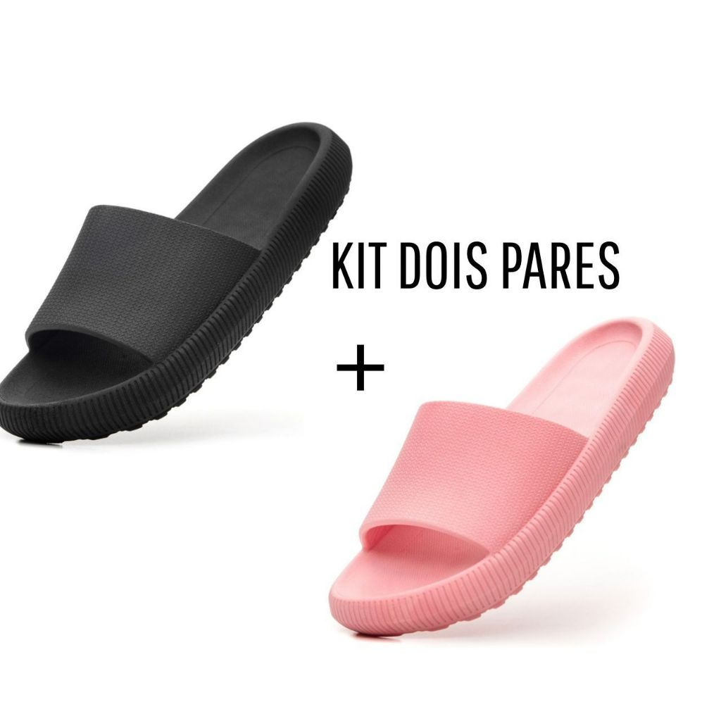Kit 2 Pares Chinelo Nuvem Unissex Confortável Macio Ortopédico Antiderrapante