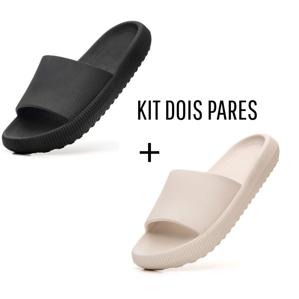 Kit 2 Pares Chinelo Nuvem Unissex Confortável Macio Ortopédico Antiderrapante