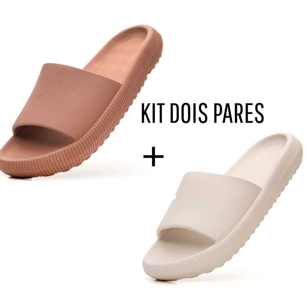 Kit 2 Pares Chinelo Nuvem Unissex Confortável Macio Ortopédico Antiderrapante
