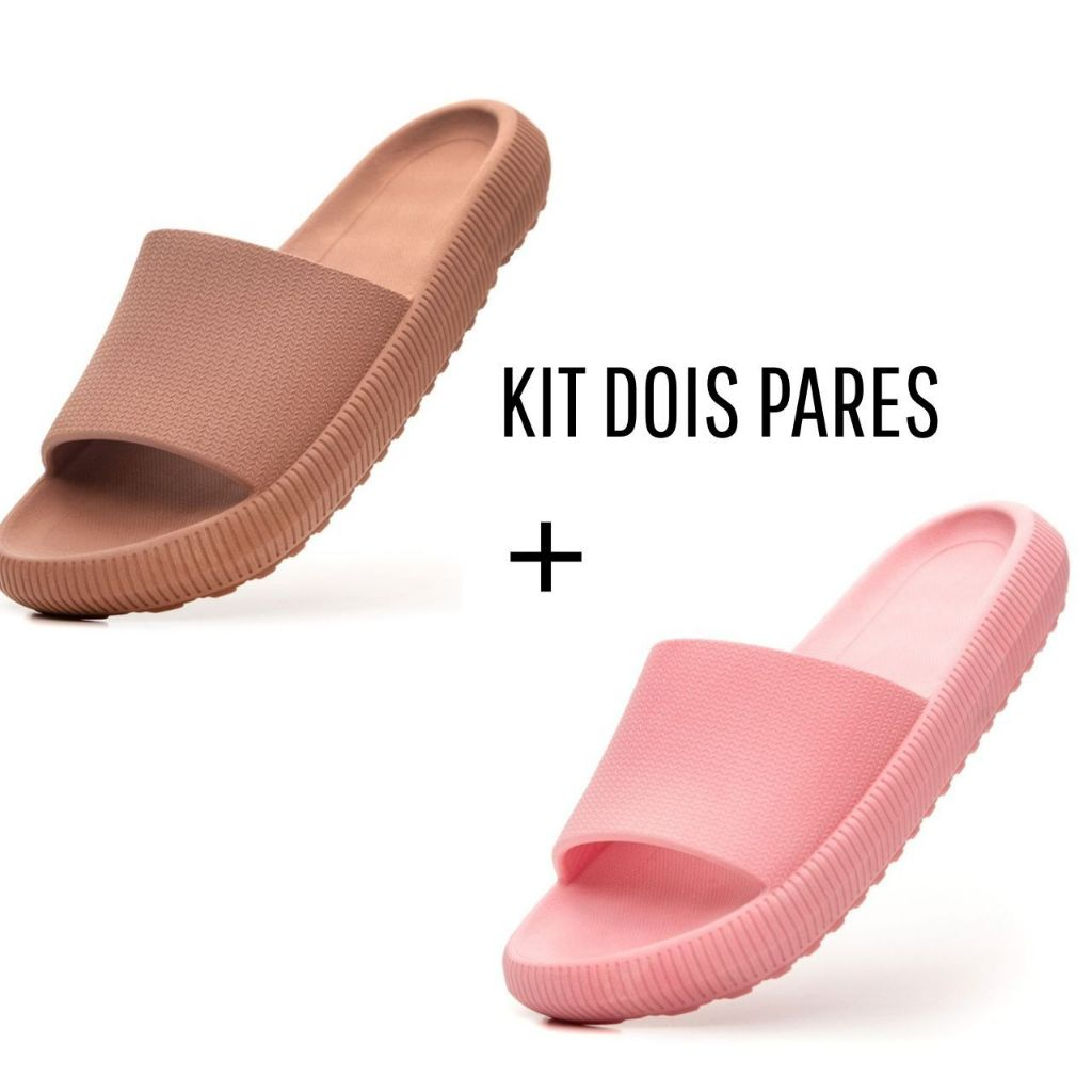 Kit 2 Pares Chinelo Nuvem Unissex Confortável Macio Ortopédico Antiderrapante