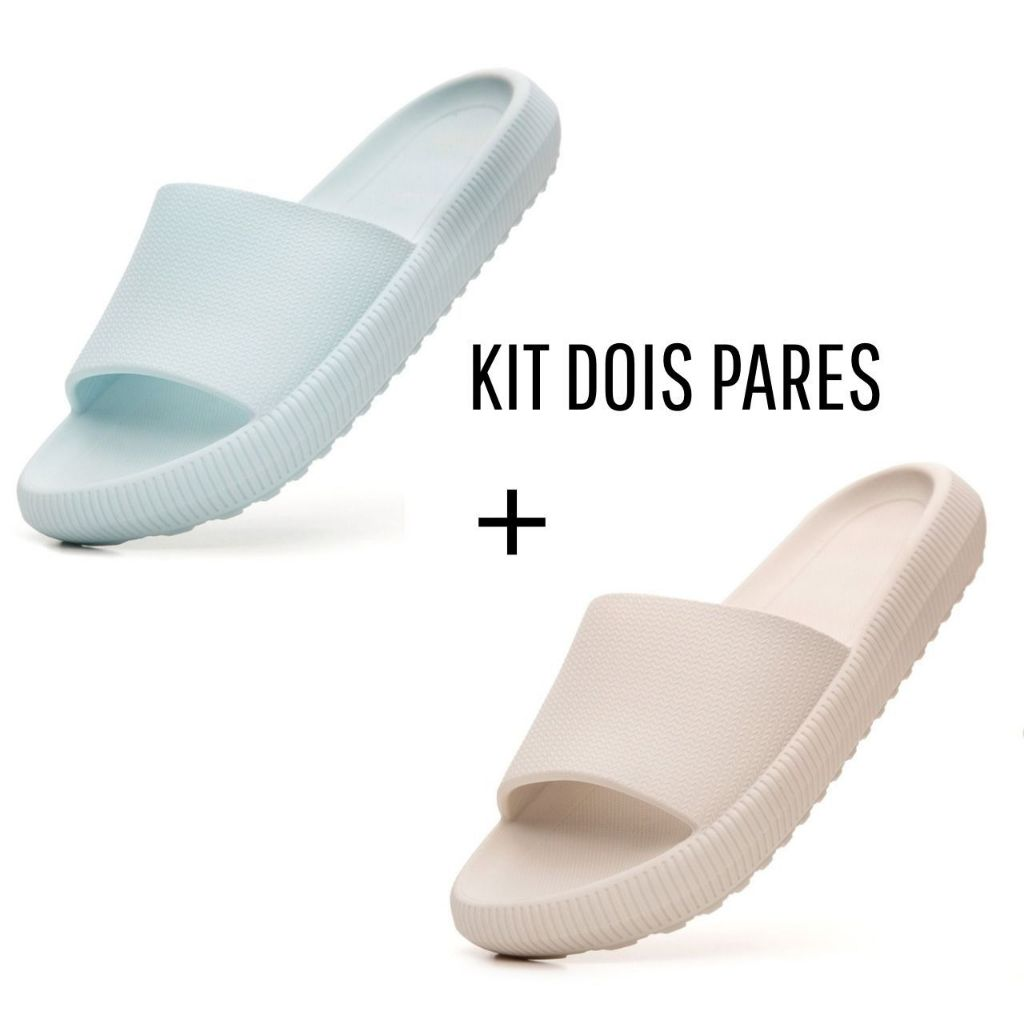 Kit 2 Pares Chinelo Nuvem Unissex Confortável Macio Ortopédico Antiderrapante