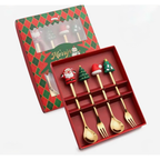 Conjunto com 2 ou 4 Talheres de Sobremesa de Natal