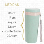 Kit 2 Copos Térmico 350ml Em Fibra De Bambu Com Alça Escola Bicicleta