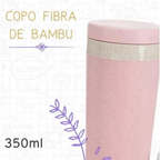Kit 2 Copos Térmico 350ml Em Fibra De Bambu Com Alça Escola Bicicleta