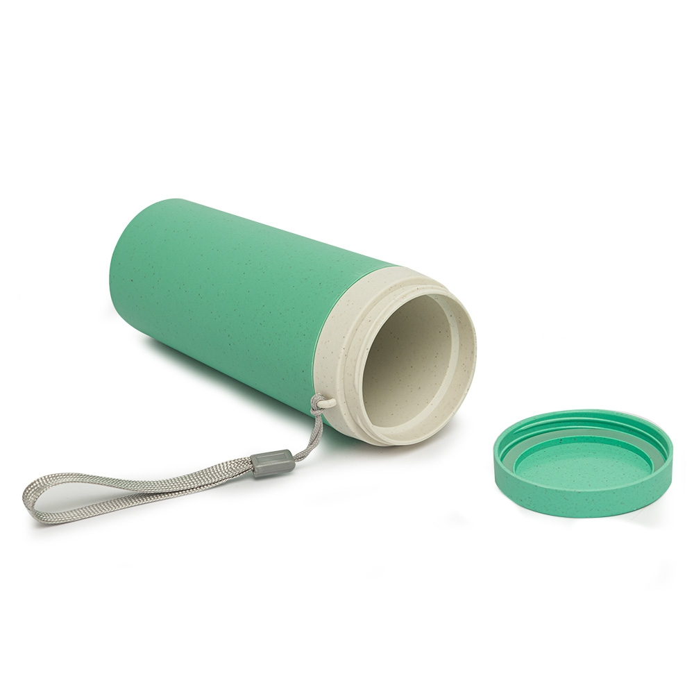 Kit 2 Copos Térmico 350ml Em Fibra De Bambu Com Alça Escola Bicicleta