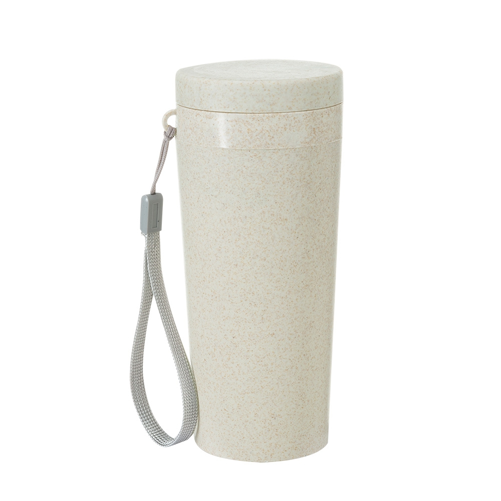 Kit 2 Copos Térmico 350ml Em Fibra De Bambu Com Alça Escola Bicicleta