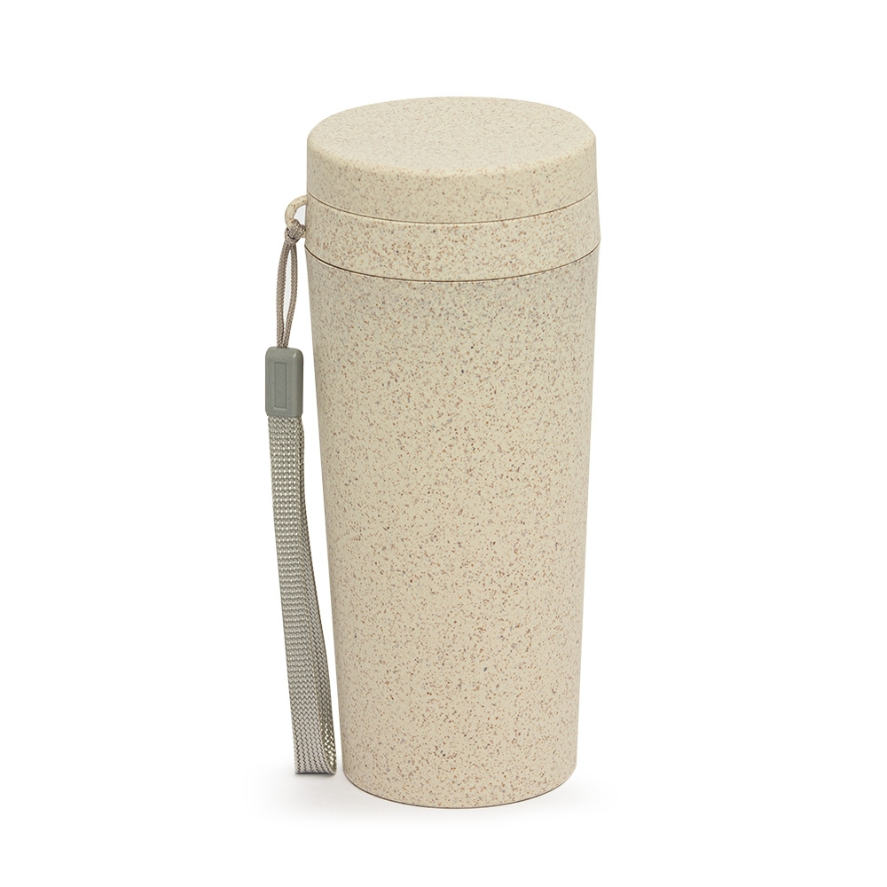 Kit 2 Copos Térmico 350ml Em Fibra De Bambu Com Alça Escola Bicicleta