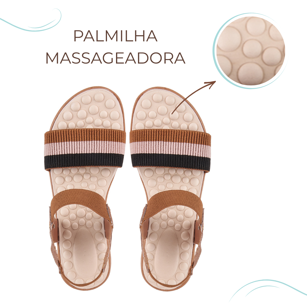 Sandália Papete Feminina Ortopédica com Elástico Super Confortável Moderna com Palmilha Massageadora