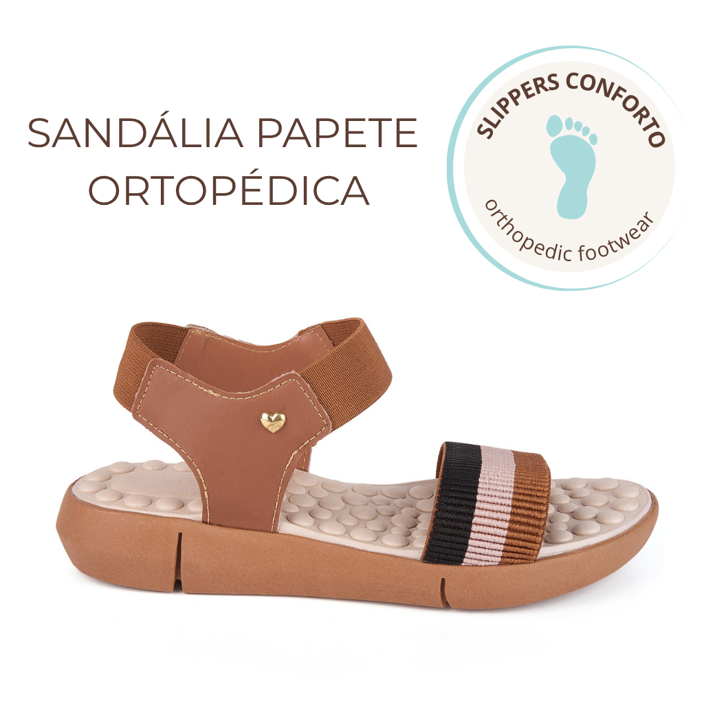 Sandália Papete Feminina Ortopédica com Elástico Super Confortável Moderna com Palmilha Massageadora