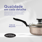 Conjunto De Panelas 10 Peças Antiaderente Caçarola Frigideira Fervedor Cor Coffee Cappuccino + Talheres