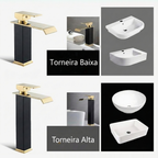 Torneira Pia Banheiro Dourada Preta Lavatorio Misturador Monocomando Luxo Bica Baixa 18cm Yesop