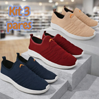 Kit 3 Pares Tênis Calce Fácil Adulto Feminino Unissex
