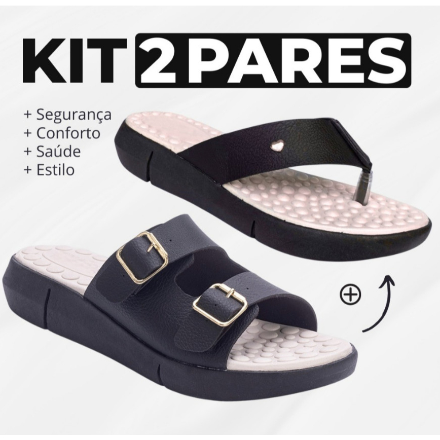 Kit 2 Pares Sandália Fivela Ortopédico