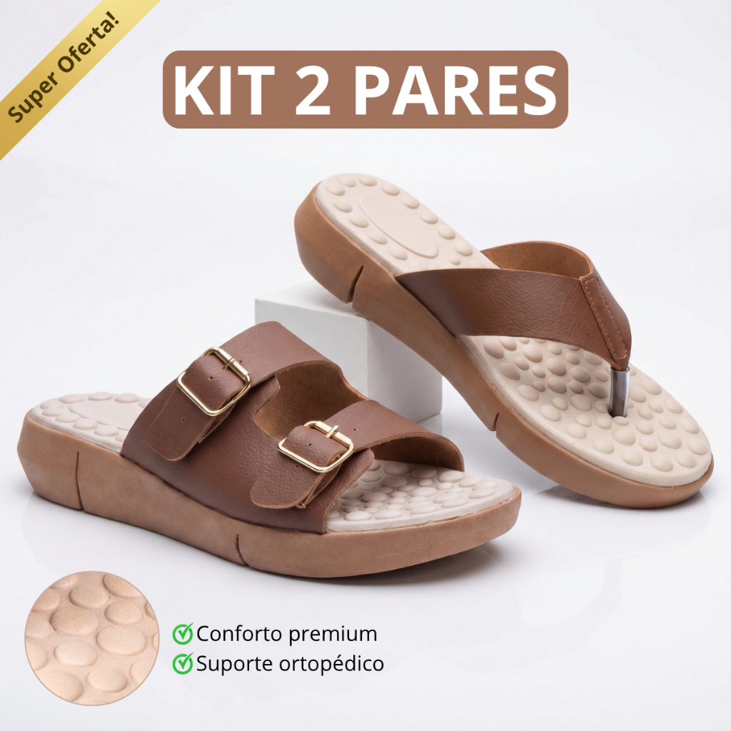 Kit 2 Pares Sandália Fivela Ortopédico