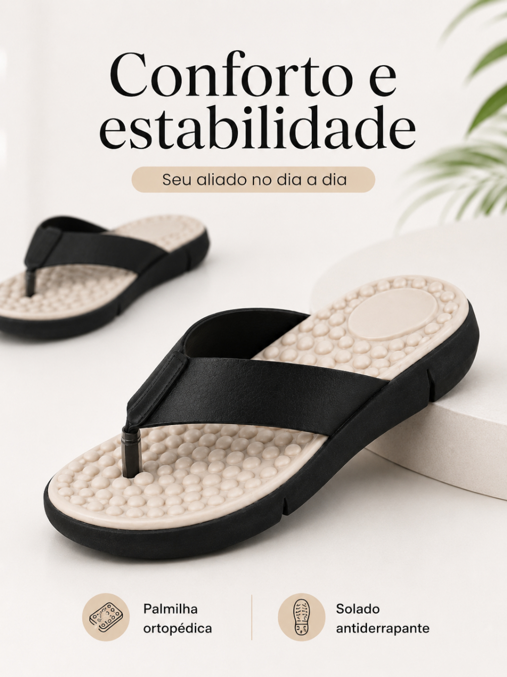 Sandália Para Esporão e Facite Plantar Palmilha Massageadora Muito Leve e Confortável