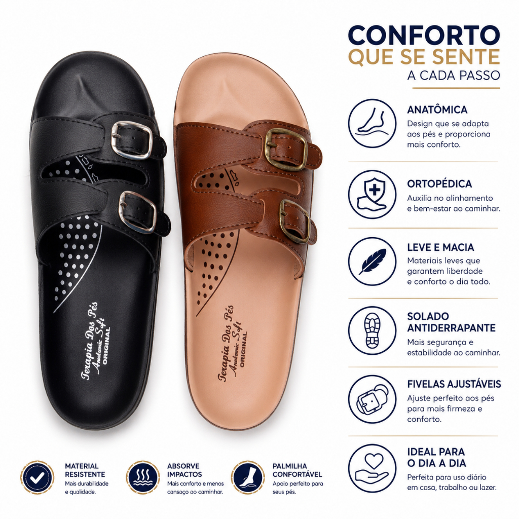 Kit 2 Pares Sandália Ortopédica Fivelas