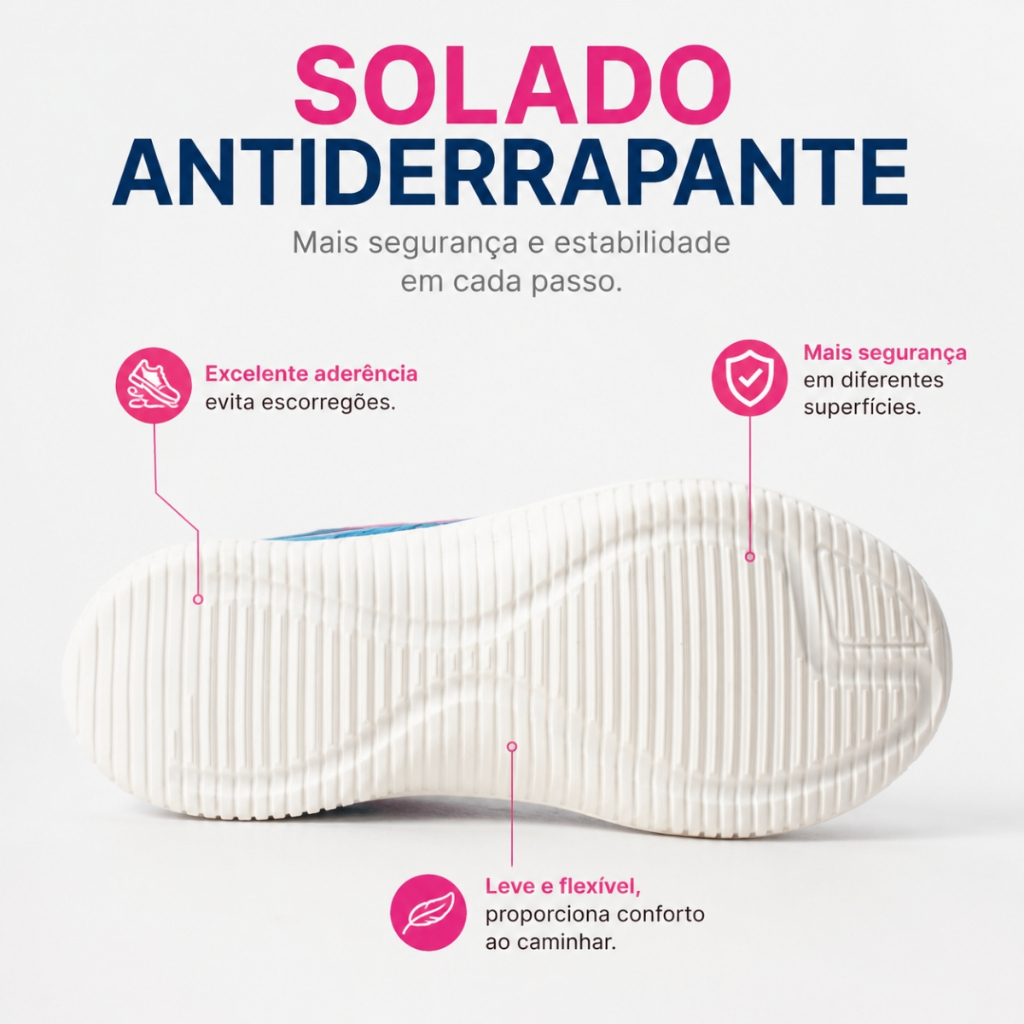 Tênis ortopédico feminino slip on calce fácil academia lazer