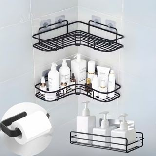 Kit de Suportes Organizadores De Metal Rack De Parede Banheiro Cozinha Prateleiras Porta Shampoo