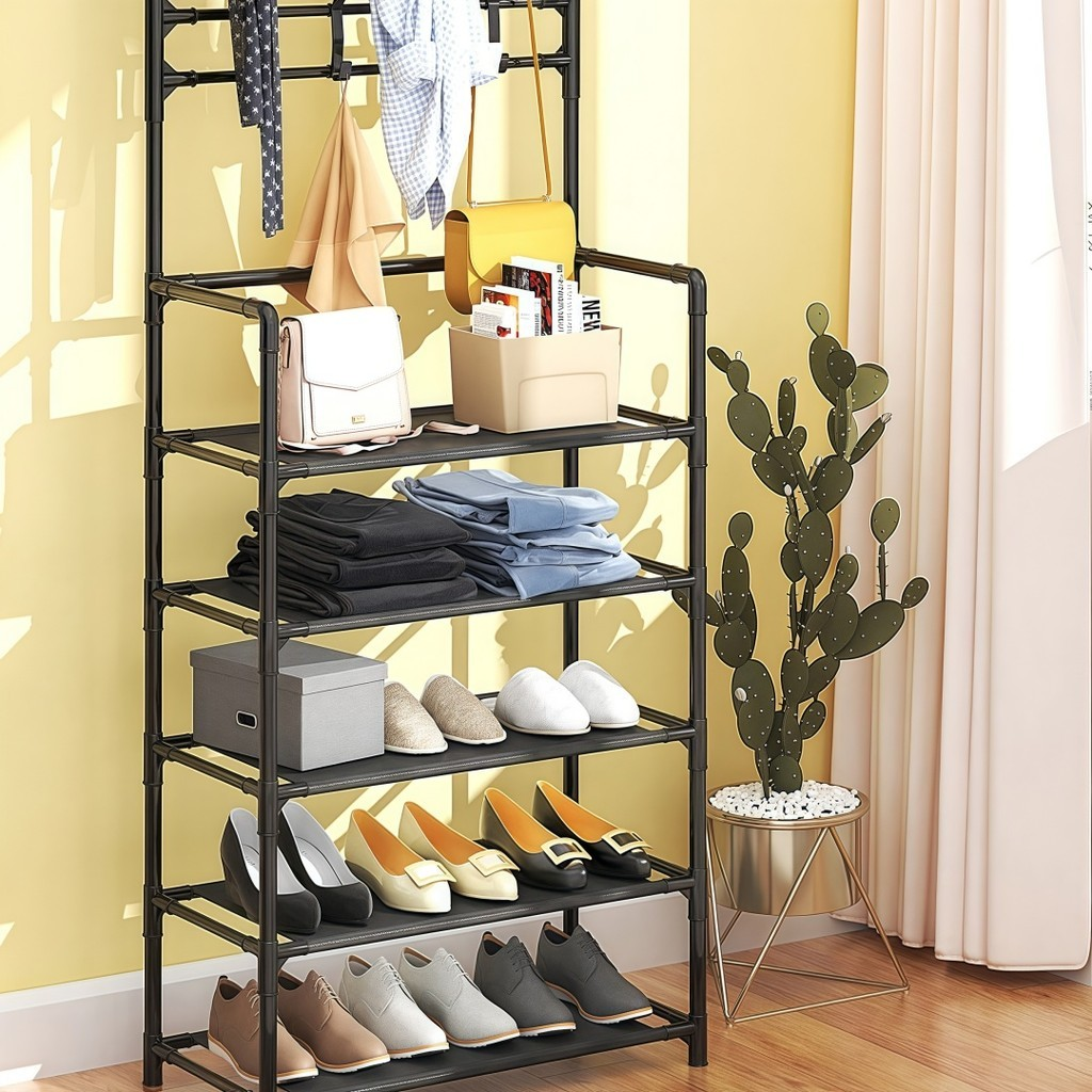 Arara 4/5 Andar Sapateira Organizadora Cabideiro Suporte Multiuso Sapato Tenis Roupa Quarto Armários