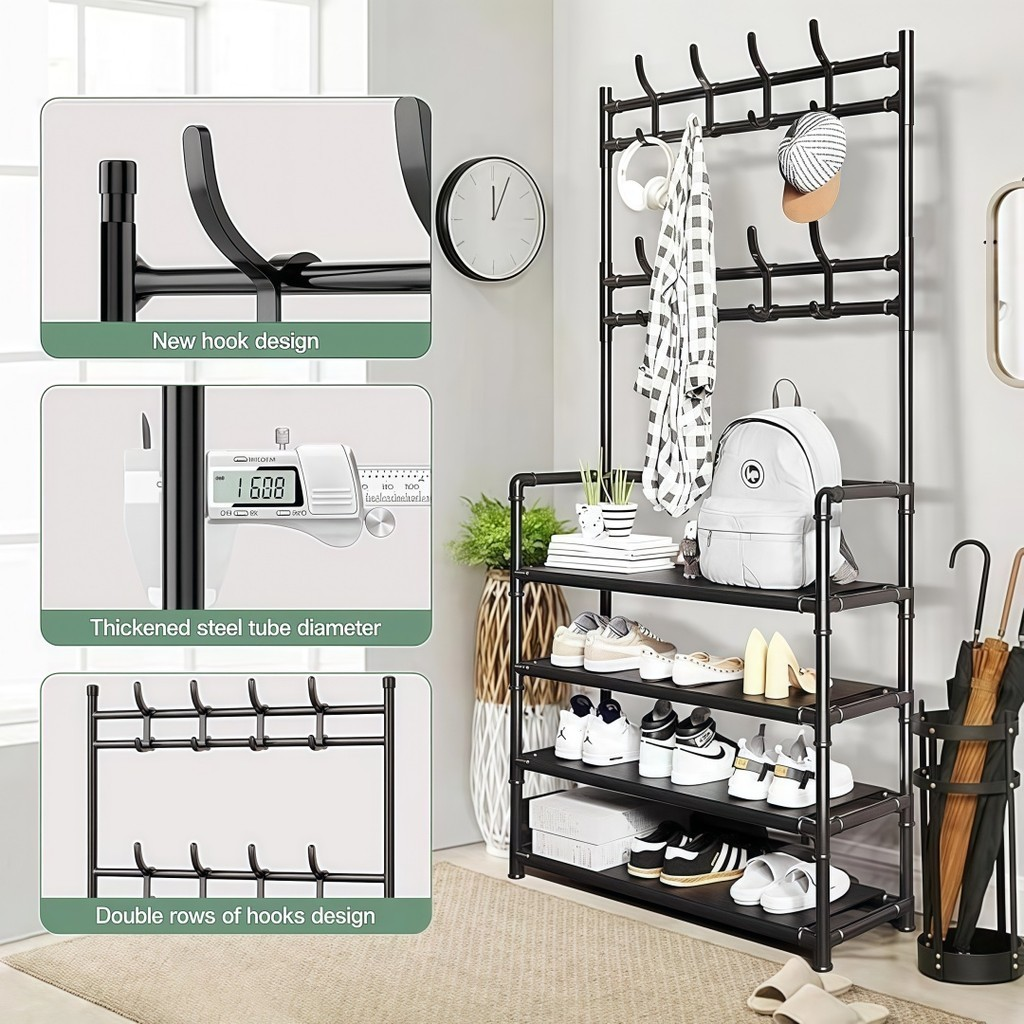 Arara 4/5 Andar Sapateira Organizadora Cabideiro Suporte Multiuso Sapato Tenis Roupa Quarto Armários