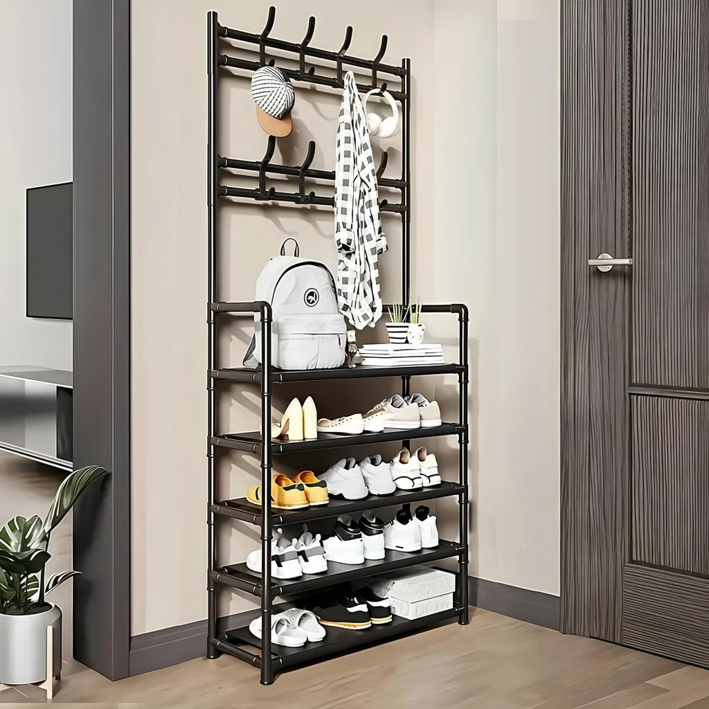 Arara 4/5 Andar Sapateira Organizadora Cabideiro Suporte Multiuso Sapato Tenis Roupa Quarto Armários