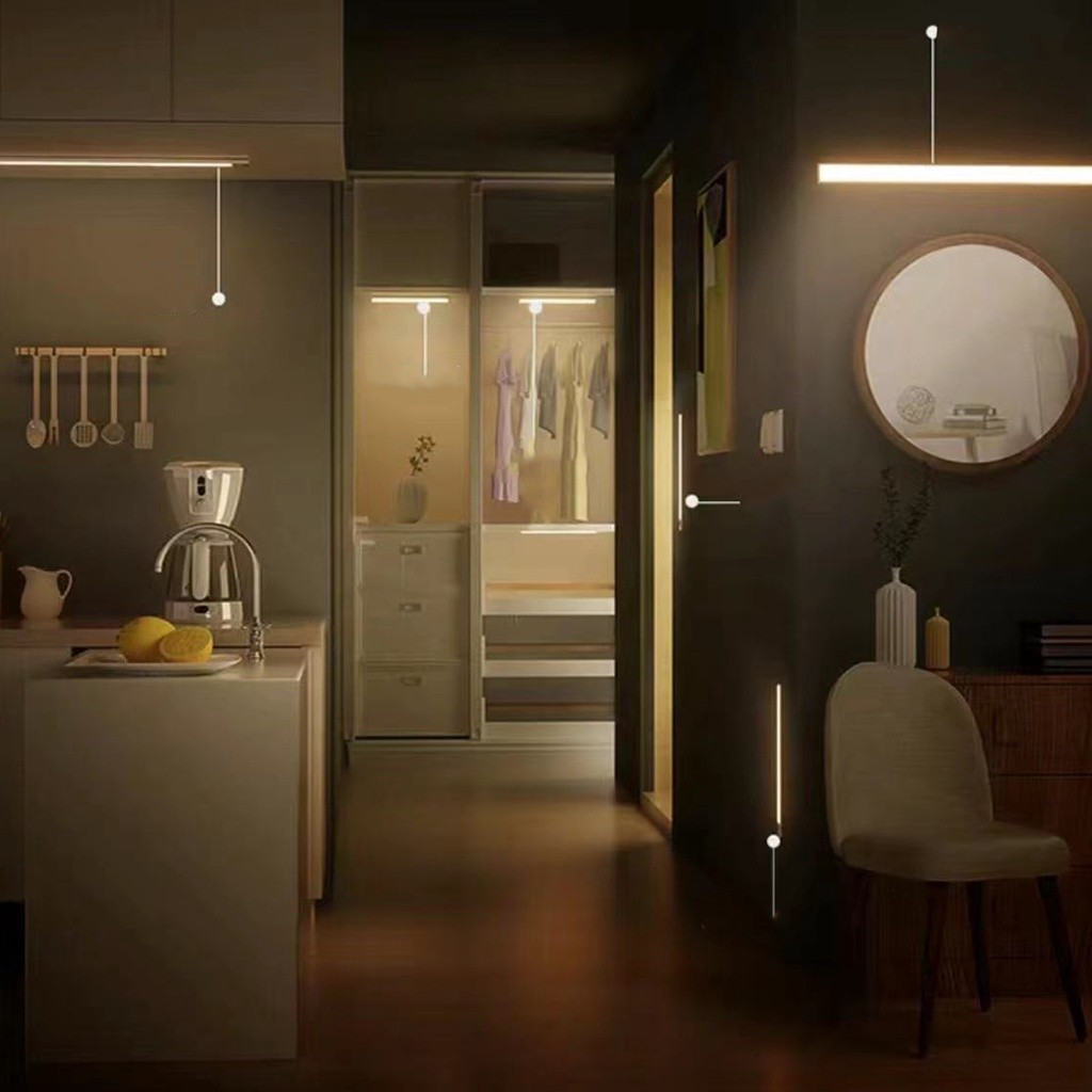 Lâmpada noturna LED com sensor de movimento sem fio USB recarregável para lâmpada de armário de cozinha guarda-roupa