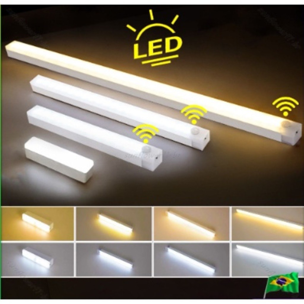 Lâmpada noturna LED com sensor de movimento sem fio USB recarregável para lâmpada de armário de cozinha guarda-roupa