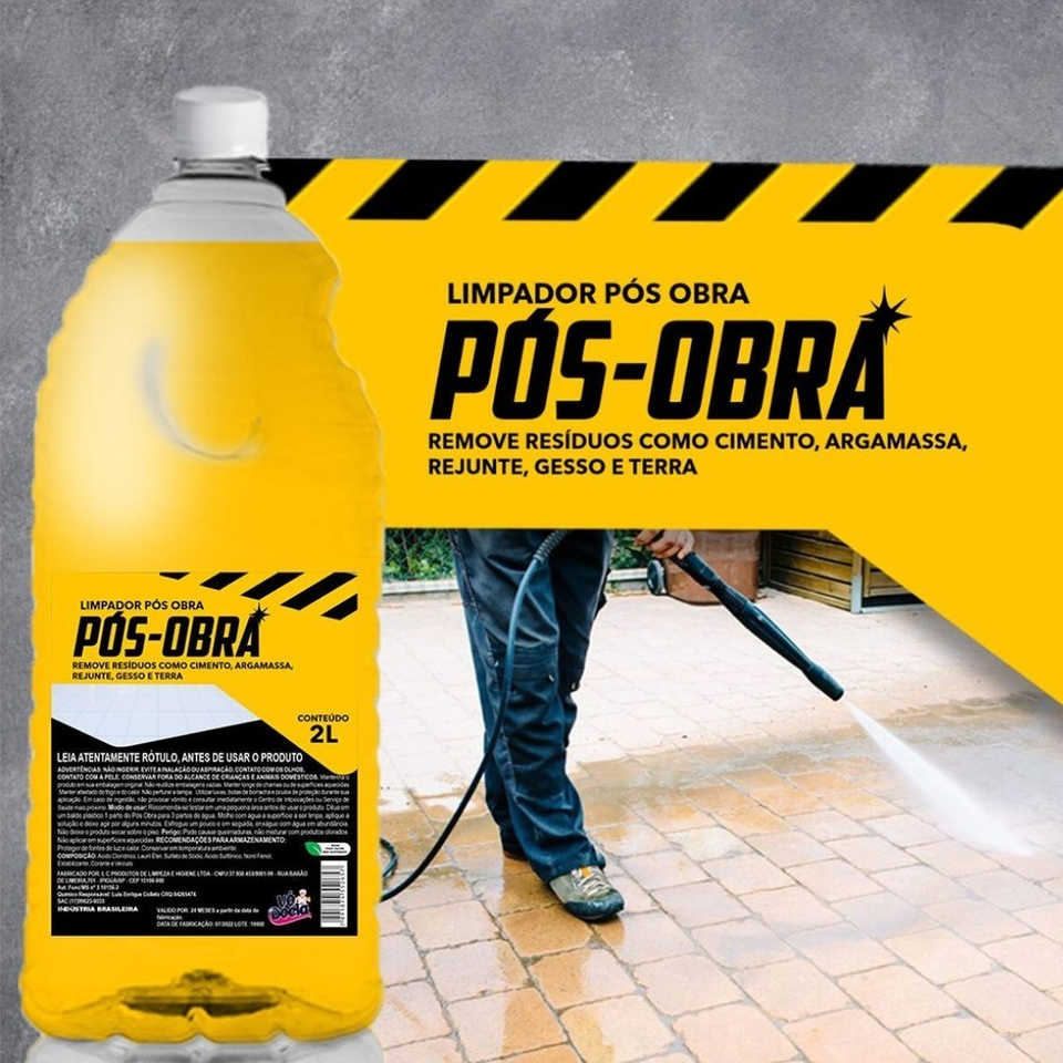 Limpador Pós Obra Vo docia 2L para REMOÇÃO DE RESÍDUOS