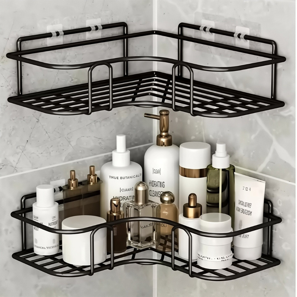 Kit de Suportes Organizadores De Metal Rack De Parede Banheiro Cozinha Prateleiras Porta Shampoo